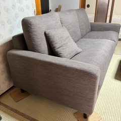 中古 ソファー 3人掛け 布張り オットマン付き