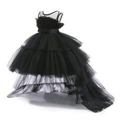 ドレス　黒　チュール　ロングドレス