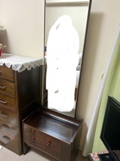 木製 鏡台 昭和レトロ ドレッサー 鏡台 化粧台 木製 ビンテージ家具