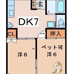 🐱募集中】米沢市～２DK～ペットOK！Wi-Fi無料 トラ…