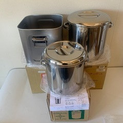 ステンレス キッチンポット 新品未使用 3セット 単品可能 タレ 容器 ラーメン キッチンポット　業務用 厨房 ステンレス 丸型ポット 調味入れ 角型 手つき ポット缶 調理器具 保存容器