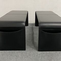 カリガリス/Calligaris シェイプ ベンチ Shape Bench 2脚セット イタリア モダン家具 本革 ブラック 中古家具 店頭引取歓迎 R8033