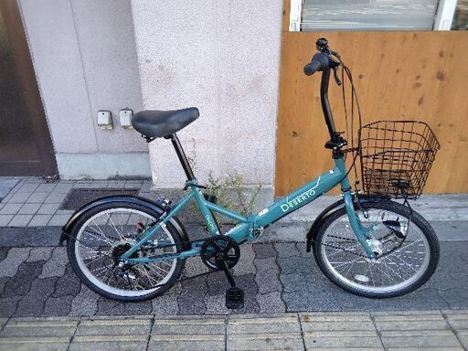 美品☆DESERTO[デゼルト]20吋 折り畳み自転車 外装6段/LEDオート/グリーンXブラック