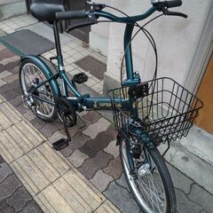 美品☆CAPTAIN STAG[キャプテンスタッグ]20吋 折り畳み自転車 外装6段/グリーン