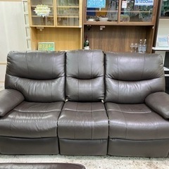 【愛品館 江戸川店 電動ソファ】 YAMADA（ヤマダ電機）半革 電動リクライニング3Pソファ ID:156-019571-007