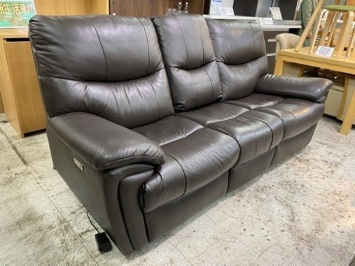 【愛品館 江戸川店 電動ソファ】 YAMADA（ヤマダ電機）半革 電動リクライニング3Pソファ ID:156-019571-007