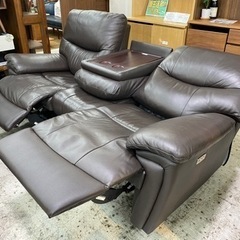 【愛品館 江戸川店 電動ソファ】 YAMADA（ヤマダ電機）半革 電動リクライニング3Pソファ ID:156-019571-007