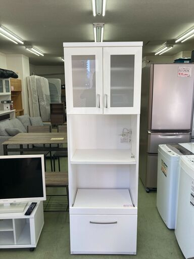 【リサイクルショップ　ピカソ　小松原】 ニトリ 幅60 ホワイトエナメル 食器棚 レンジ台 キッチン家具★9762★