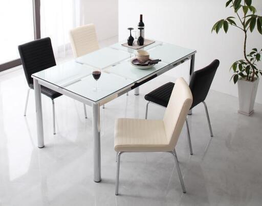 ガラストップダイニングテーブル 5点セット De Modera  130cm