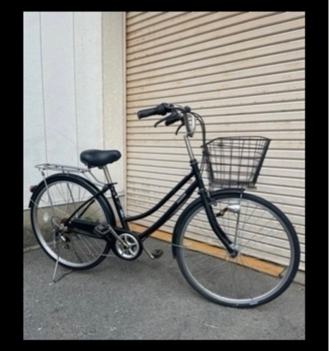 26インチ　自転車　黒　6段変速　オートライト