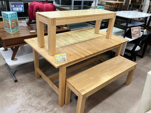 イケアIKEA ベンチ拡張式ダイニング3点セット北欧No.340 ※現金、クレジット、スマホ決済対応※