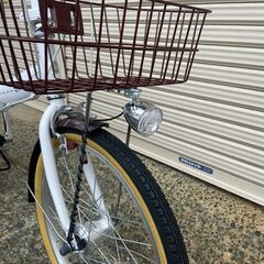 新品★未使用品　ミニベロ　20インチ　オートライト付　シマノ6段ギア　ブラウン/ホワイト