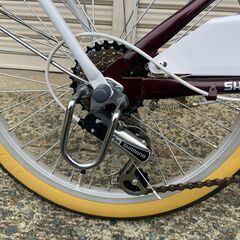 新品★未使用品　ミニベロ　20インチ　オートライト付　シマノ6段ギア　ブラウン/ホワイト