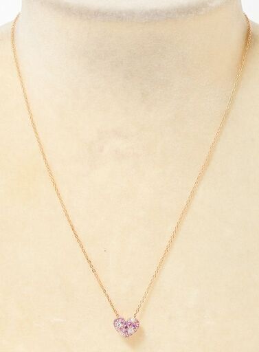 K18 ピンクサファイア・ダイヤモンド ネックレス (ハートモチーフ