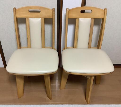 回転ダイニングチェア2脚セット　木製/合皮　色:ナチュラル