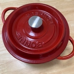【未使用】両手鍋 ボン・ボネール 鋳物ホーロー鍋 赤