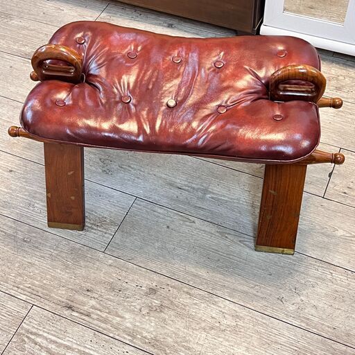 ラクダスツール　キャメルチェア　① レザー　象嵌　ヴィンテージ ラクダスツール キャメルチェア ① レザー 象嵌 ヴィンテージ