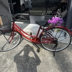 【未使用品】自転車（ママチャリ・赤色）