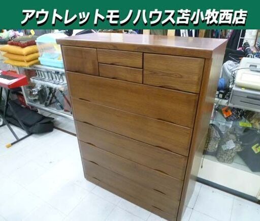 ハイチェスト 6段 幅104.5×奥行44.5×高さ135cm ダークブラウン 箪笥 タンス 衣類収納 収納家具 苫小牧西店