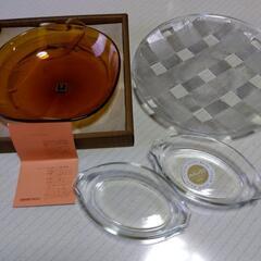 未使用　マルティグラス深皿&パイレックスグラタン皿&佐々木硝子の大皿