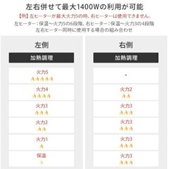 【新品同様】山善 YAMAZEN IHクッキングヒーター 2口 IHコンロ 1400W 幅52cm YET-W1452(B)