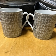 美品　HERMES エルメス モザイクヴァンキャトル マグカップ プラチナ