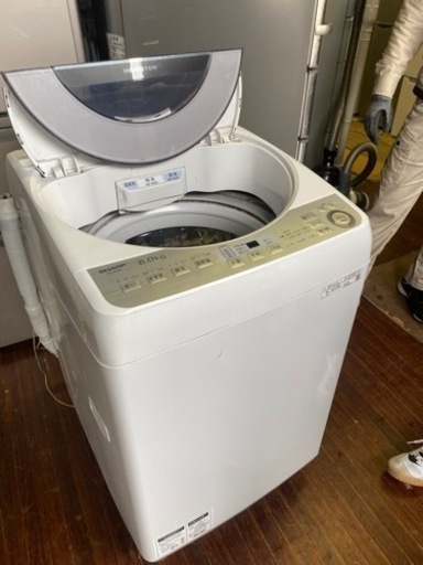 福岡市内配送設置無料　2019年式　SHARP 8.0kg 全自動洗濯機 ES-GV8C-S シルバー 低騒音インバーター搭載