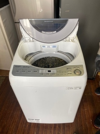 福岡市内配送設置無料　2019年式　SHARP 8.0kg 全自動洗濯機 ES-GV8C-S シルバー 低騒音インバーター搭載