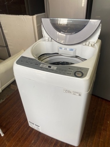福岡市内配送設置無料　2019年式　SHARP 8.0kg 全自動洗濯機 ES-GV8C-S シルバー 低騒音インバーター搭載