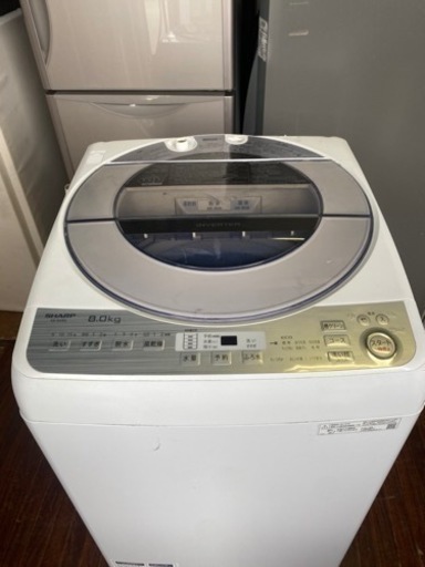 北九州市内配送無料　保証付き　2019年式　SHARP 8.0kg 全自動洗濯機 ES-GV8C-S シルバー 低騒音インバーター搭載