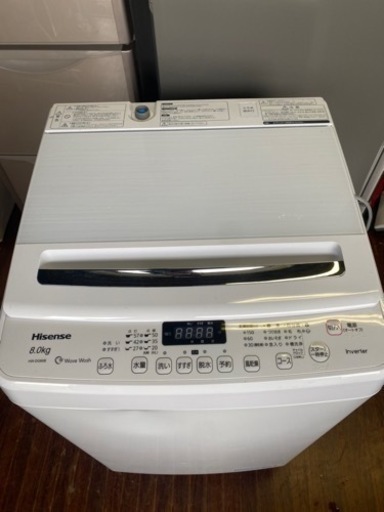 北九州市内配送無料　保証付き　2021年式　ハイセンス 全自動洗濯機 洗濯8.0kg HW-DG80B