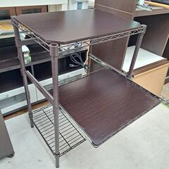 【新生活応援セール】スライドテーブル付きメタルラック 木製天板付き
