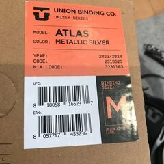  今月初旬購入 　UNION ATLAS バインディング　全て問題なし、付属品全てあり