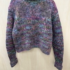 美品　レディース手編みセーター　カラフル　冬物