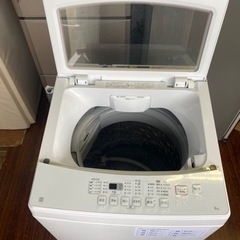 北九州市内配送無料　保証付き　２０２３年　ニトリ 洗濯機  6.0kg 風乾燥 ステンレス槽 ガラス蓋 ホワイト NTR60