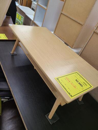 J4415　現行品　NITORI　ニトリ　折りたたみテーブル　ラポール　棚付き　ナチュラル　クリーニング済み　参考価格5,990円　【リユースのサカイ柏店】