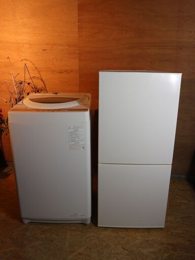 仙台市内近郊配送無料！2022/2021年製 美品 東芝 全自動洗濯機 5kg ＆ ツインバード 110L 2ドア冷蔵庫 お得な単身セット 高年式