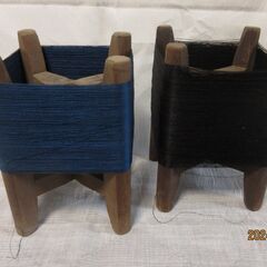 古道具：木製糸巻き2個