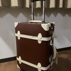 【美品】トランク型キャリーバック ブラウン レザー 2重ロック ...