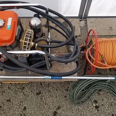 セット動噴　クボタエンジン　丸山ポンプ　散布用ホース　ホースリール　サオ　中古