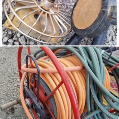 セット動噴　クボタエンジン　丸山ポンプ　散布用ホース　ホースリール　サオ　中古