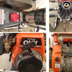 セット動噴　クボタエンジン　丸山ポンプ　散布用ホース　ホースリール　サオ　中古