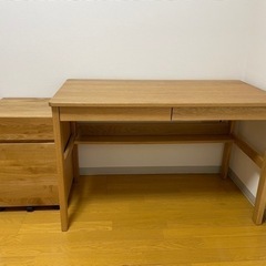時間限定値下げ 【美品】無印良品のオーク無垢材デスク　キャビネットセット