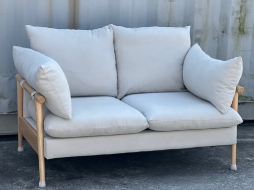 A220◇家具350ファブリックソファ◇2人掛け◇天然木◇アイボリー◇