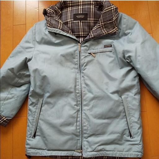 値下げ　BURBERRYバーバリー　ダウンジャケット　ダウン100%　ブルー　L　三陽商会の品