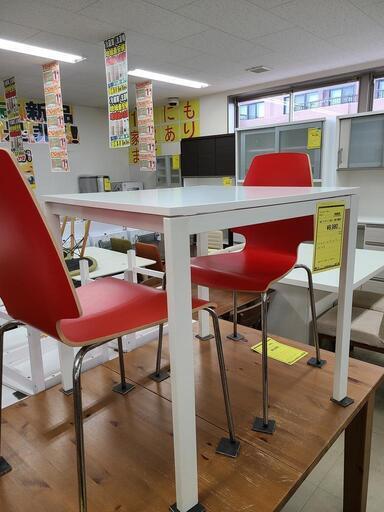 J4424　IKEA　イケア　ダイニングテーブルセット　椅子２脚付き　MELLTORP メルトルプ　ホワイト　クリーニング済　【リユースのサカイ柏店】