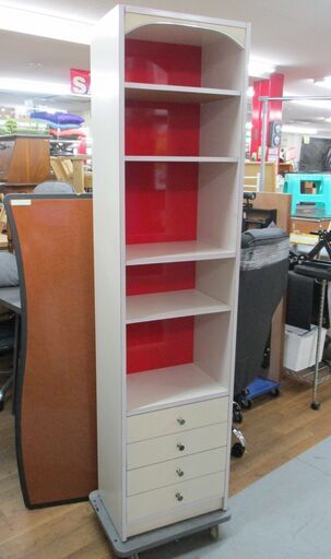 R501 昭和レトロ スリムラック、サイド棚、幅45cm Used・綺麗