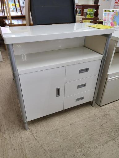 J4427　NITORI　ニトリ　キッチンキャビネット　シルキー3-90　ホワイト　クリーニング済　【リユースのサカイ柏店】