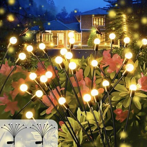 2個セット APILAB ソーラーライト 屋外 ガーデンライト 防水 おしゃれ 埋め込み式 ホタルライト 光センサー 8led 太陽光 2つのモード