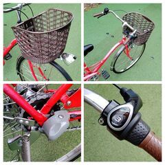 ※　受け渡し完了　※　　　　　　　　　　　　　　　　自転車　２６インチ　全整備済み　レトロ風　LEDライト　赤色　おまけ付